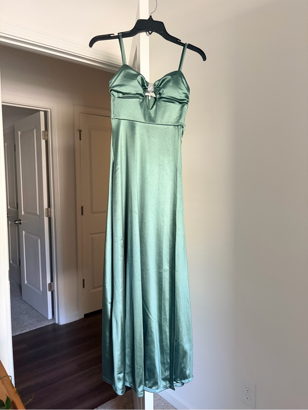 Jump Satin Spaghetti-Strap Maxi Dress in Sage